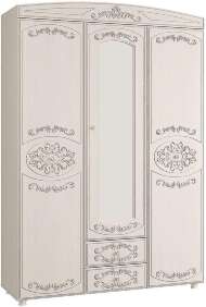 Шкаф 3-х дверный комбинированный с зеркалом Каролина вудлайн/сандал