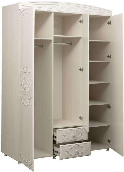 Шкаф 3-х дверный комбинированный с зеркалом Каролина вудлайн/сандал