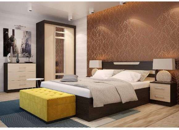 Кровать Юнона Комби с подъемным механизмом 160х200 Венге, дуб молочный