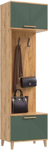 Ирис Прихожая Шкаф с вешалками (Браш Мени Грин, Дуб Крафт)