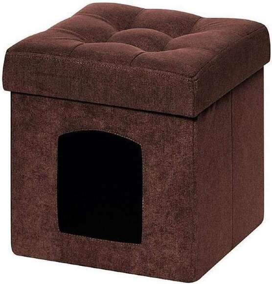 Пуф складной для животных велюр Коричневый