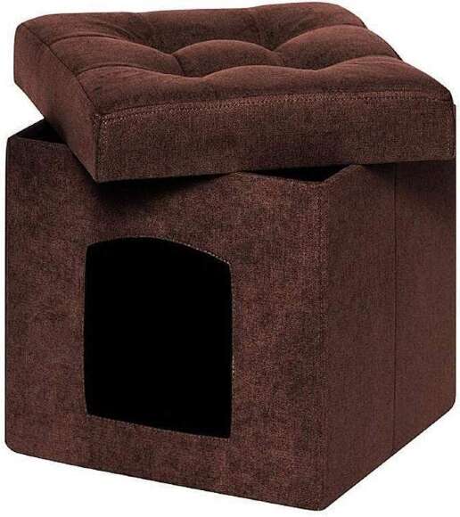 Пуф складной для животных велюр Коричневый