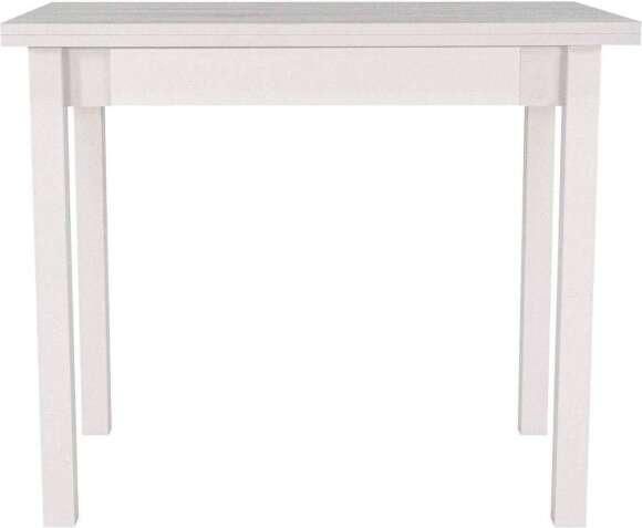 Стол обеденный раскладной с ящиком белый / сосна белая