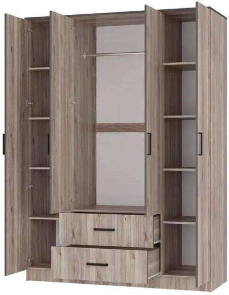 Шкаф 4-х створчатый Титан, Дуб смоки Шкаф 4-х створчатый Титан, Дуб смоки