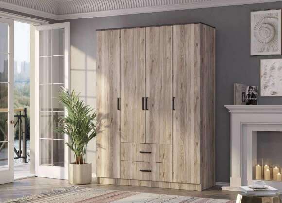 Шкаф 4-х створчатый Титан, Дуб смоки Шкаф 4-х створчатый Титан, Дуб смоки