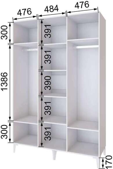 Шкаф трехстворчатый Толедо ТШ-23, Белый Шкаф трехстворчатый Толедо ТШ-23, Белый
