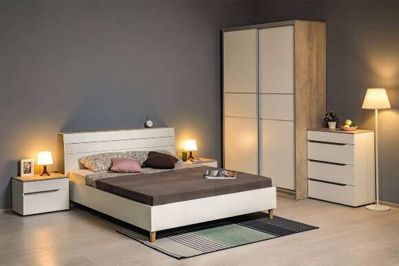 Тумба прикроватная Муссон 16.03, Белый шагрень, Дуб эндгрейн