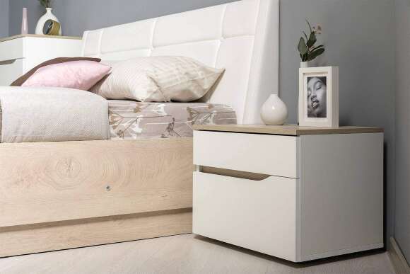 Тумба прикроватная Муссон 16.03, Белый шагрень, Дуб эндгрейн