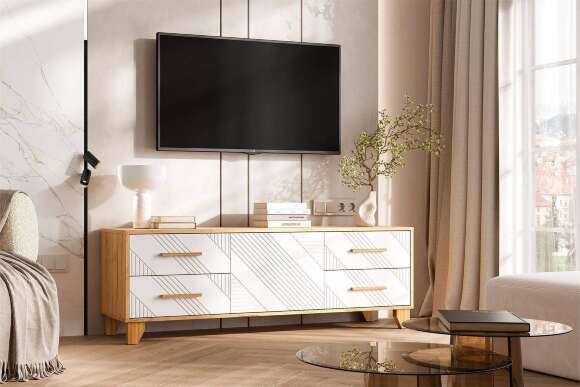 Ирис Тумба ТВ (1500) (Браш Вайт, Дуб Крафт)