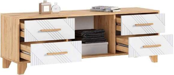 Ирис Тумба ТВ (1500) (Браш Вайт, Дуб Крафт)