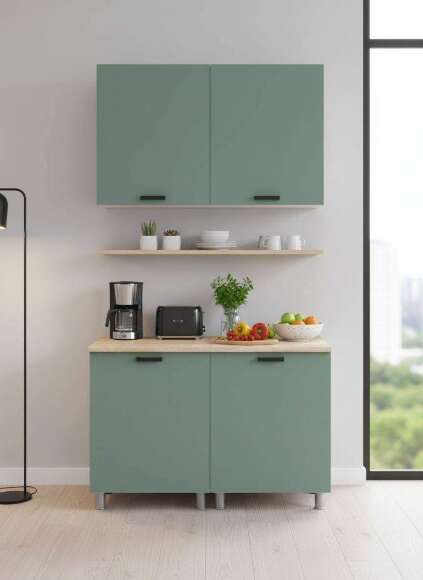 МК Аленушка 1,2м Орешник Матовая Мята,скоба черный,сонома