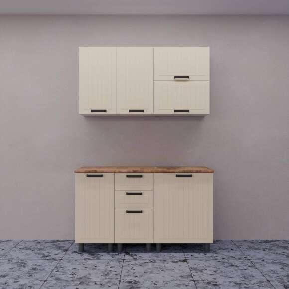 МК Аленушка Н3Я 400 Орхидея Крем, скоба черная (со столешницей)