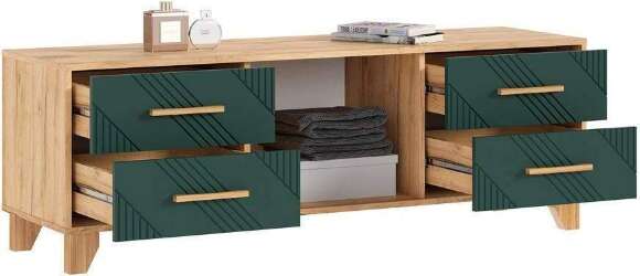 Ирис Тумба ТВ (1500) (Браш Мени Грин, Дуб Крафт)