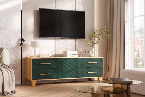 Ирис Тумба ТВ (1500) (Браш Мени Грин, Дуб Крафт)