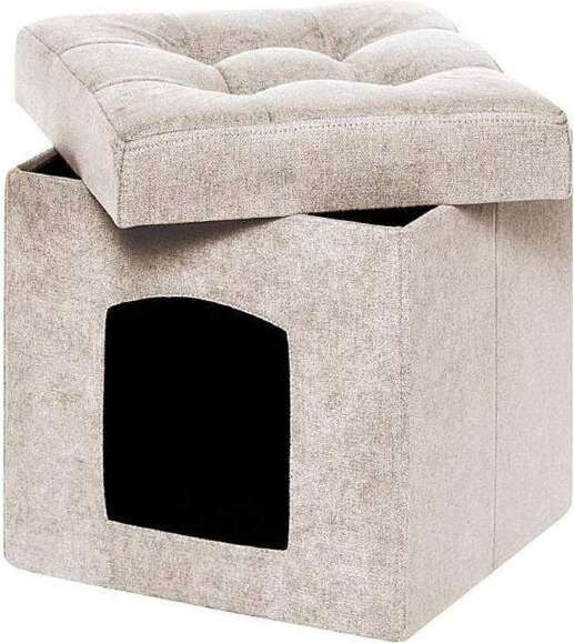 Пуф складной для животных велюр Светло-бежевый