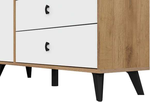 Комод 3 ящика Байкал (со створкой), Дуб Золотой, Белый матовый