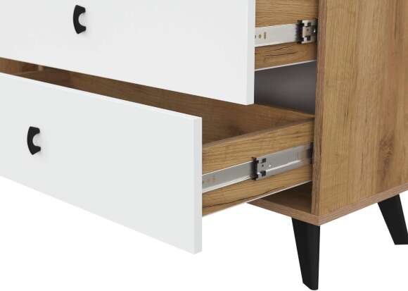 Комод 3 ящика Байкал (со створкой), Дуб Золотой, Белый матовый