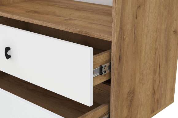 Комод 3 ящика Байкал (со створкой), Дуб Золотой, Белый матовый