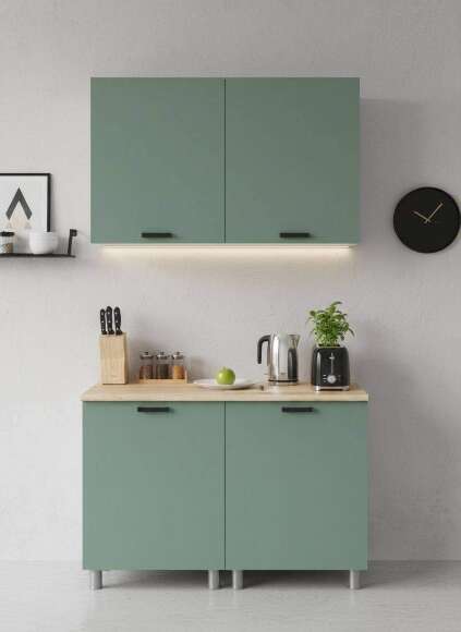 МК Аленушка 1,2м Орешник Матовая Мята,скоба черный,сонома (без столешницы)