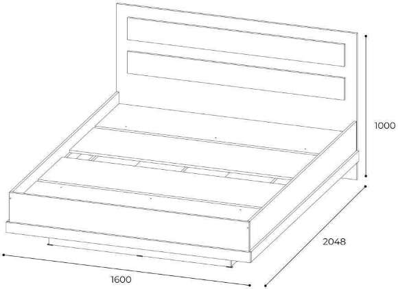 Кровать с настилом ЛДСП 160х200 Феникс, графит Кровать с настилом ЛДСП 160х200 Феникс, графит