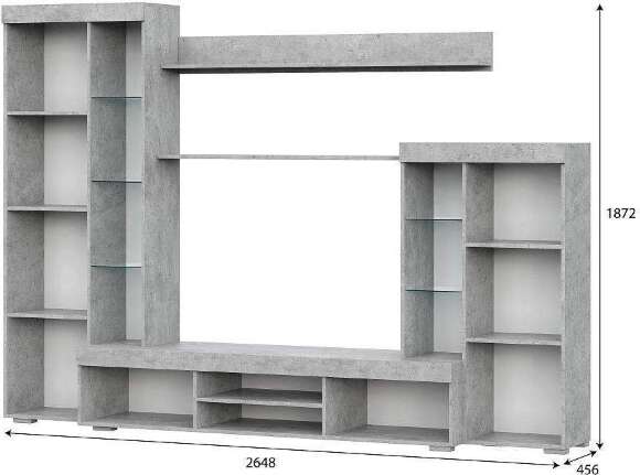 Стенка в гостиную МГС 5, цемент светлый/белый