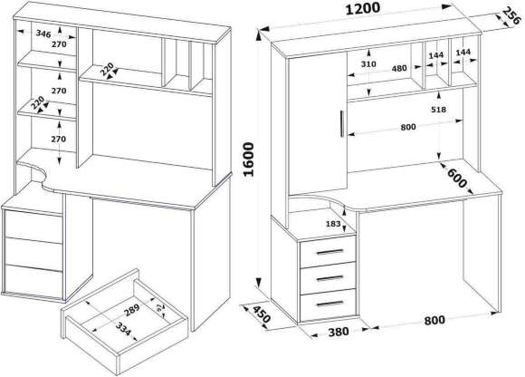 Стол компьютерный КСТ-16 Дуб Сонома / Белый