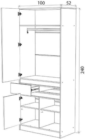 Шкаф 2-дверный Роджина (Графит)