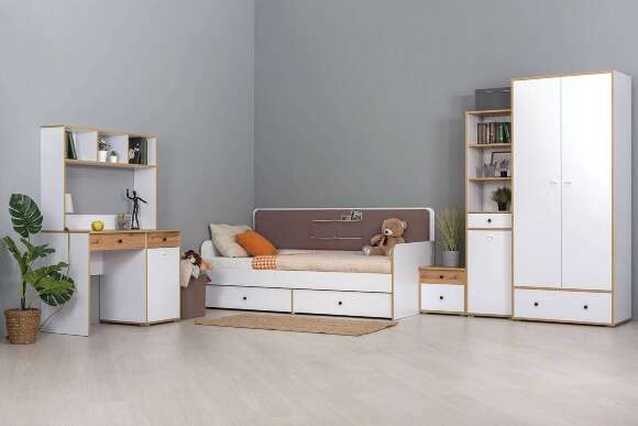 Шкаф для одежды Вуди 13.138, Белый премиум, Дуб Золотой