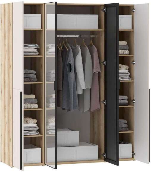 Шкафы Арден 200.2-полки-200.4 зеркало-200.2-полки Дуб Делано / Сантьяго софт Шкафы Арден 200.2-полки-200.4 зеркало-200.2-полки Дуб Делано / Сантьяго софт