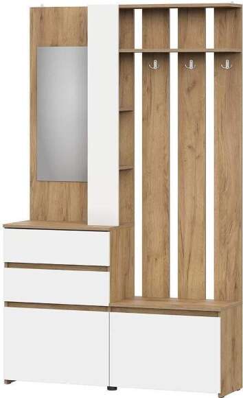 Некст 1 вешалка с зеркалом / Дуб золотой/Белый