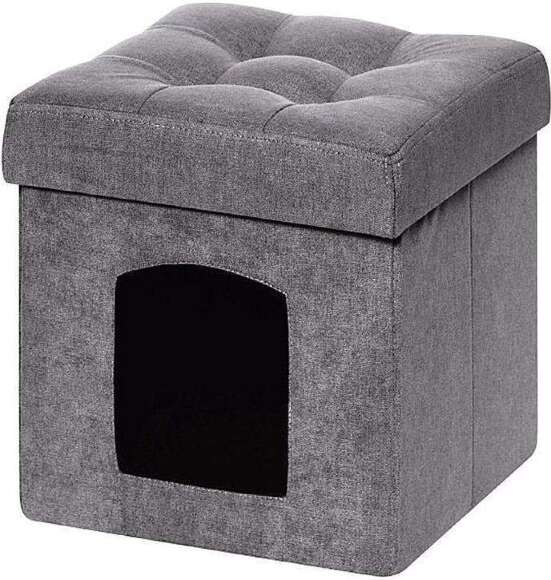 Пуф складной для животных велюр Серый