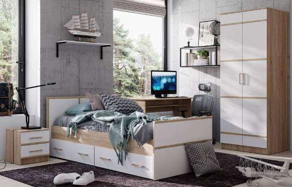 Тумбы Сакура (БТС) 2 шт. Белый/Дуб Сонома