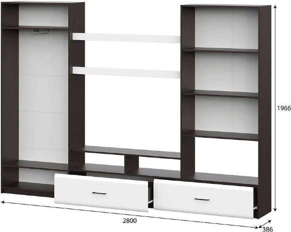 Стенка в гостиную МГС 7, венге/белый глянец