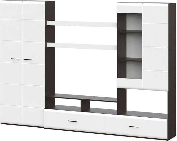 Стенка в гостиную МГС 7, венге/белый глянец