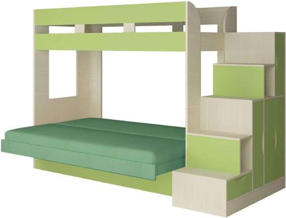 Карамель 75-01 Кровать-чердак Зеленый / Бодега светлый / Велюр Зеленый Карамель 75-01 Кровать-чердак Зеленый / Бодега светлый / Велюр Зеленый