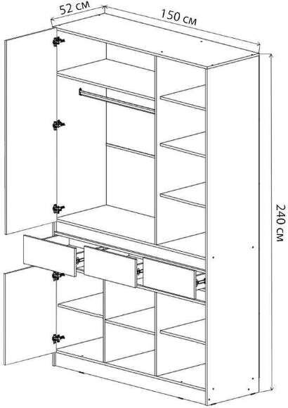 Шкаф 3-дверный Роджина (Графит)