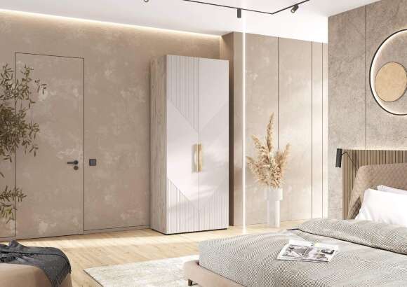 Ирис Шкаф 2-х ств.(900) (Кашемир, Дуб Крафт серый)