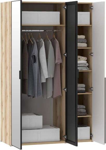 Шкафы Арден 200.4 зеркало-200.2-полки Дуб Делано / Сантьяго софт Шкафы Арден 200.4 зеркало-200.2-полки Дуб Делано / Сантьяго софт