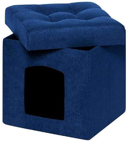 Пуф складной для животных велюр Синий
