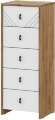 Комод 5 ящиков Байкал, Дуб золотой, Белый матовый