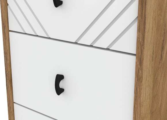 Комод 5 ящиков Байкал, Дуб золотой, Белый матовый