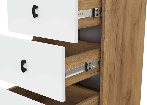 Комод 5 ящиков Байкал, Дуб золотой, Белый матовый