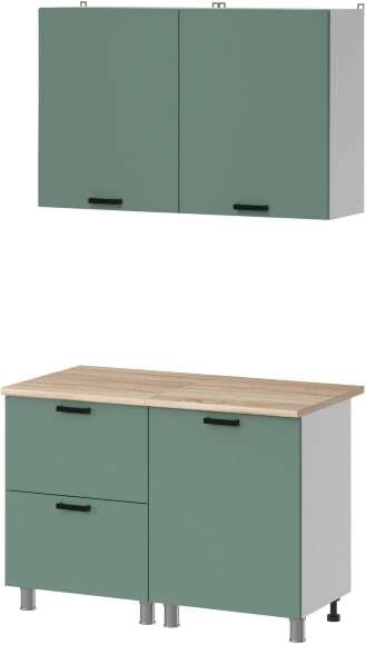 МК Аленушка 1,2м с ящ. Орешник Матовая Мята,скоба черный,сонома