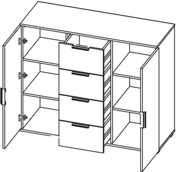 Харди комод широкий Дуб Делано Темный / Супермат Джелато
