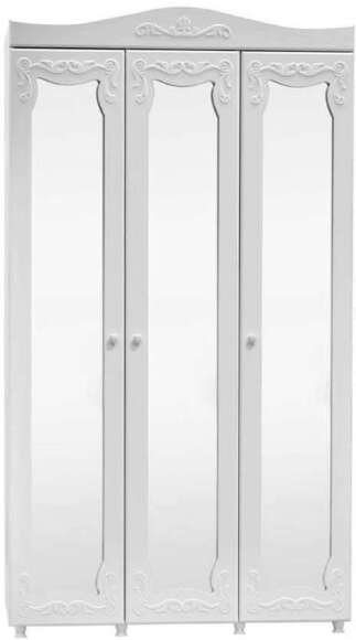 Шкаф 3-х дверный с зеркалами Италия ИТ-55 белое дерево