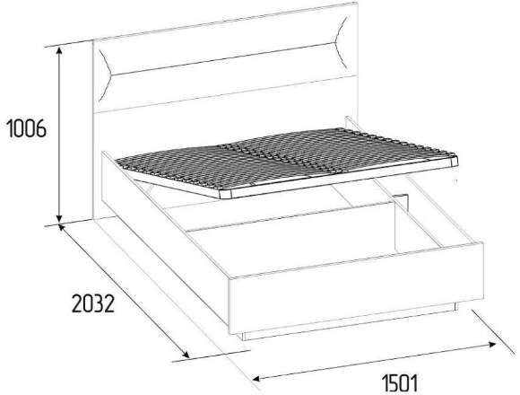 Кровать 140х200 Neo 308 (Глазов) с подъемным механизмом Дуб Шавиниган