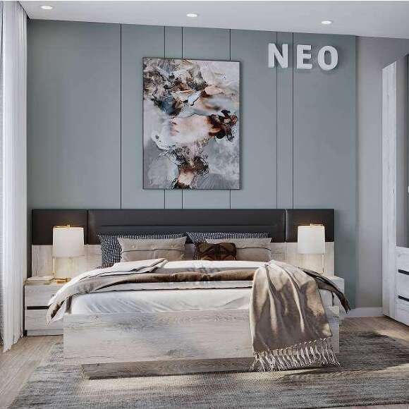 Кровать 140х200 Neo 308 (Глазов) с подъемным механизмом Дуб Шавиниган