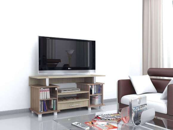 Тумба для ТВ с полками 003 (К2), ясень шимо/дуб сонома Тумба для ТВ с полками 003 (К2), ясень шимо/дуб сонома