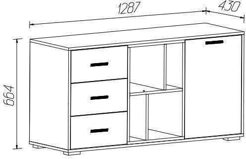 Тумба с дверцей и ящиками Стич (MLK)