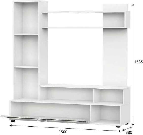 Стенка в гостиную МГС 9, белый/цемент светлый